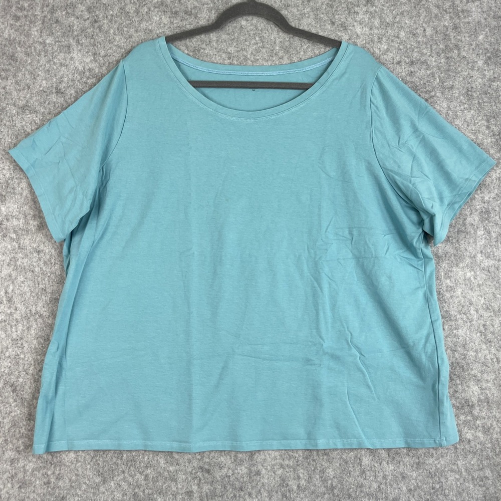 Eileen Fisher T-Shirt Top Womens 3X Blue Scoop Organic Cotton Stretch Casual